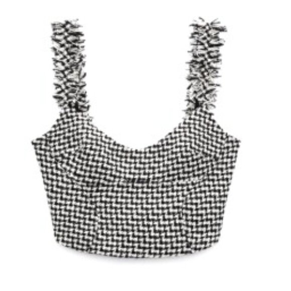 Zara Houndstooth Black and White Crop Top Sleeveless NWOT Size M - Picture 1 of 1